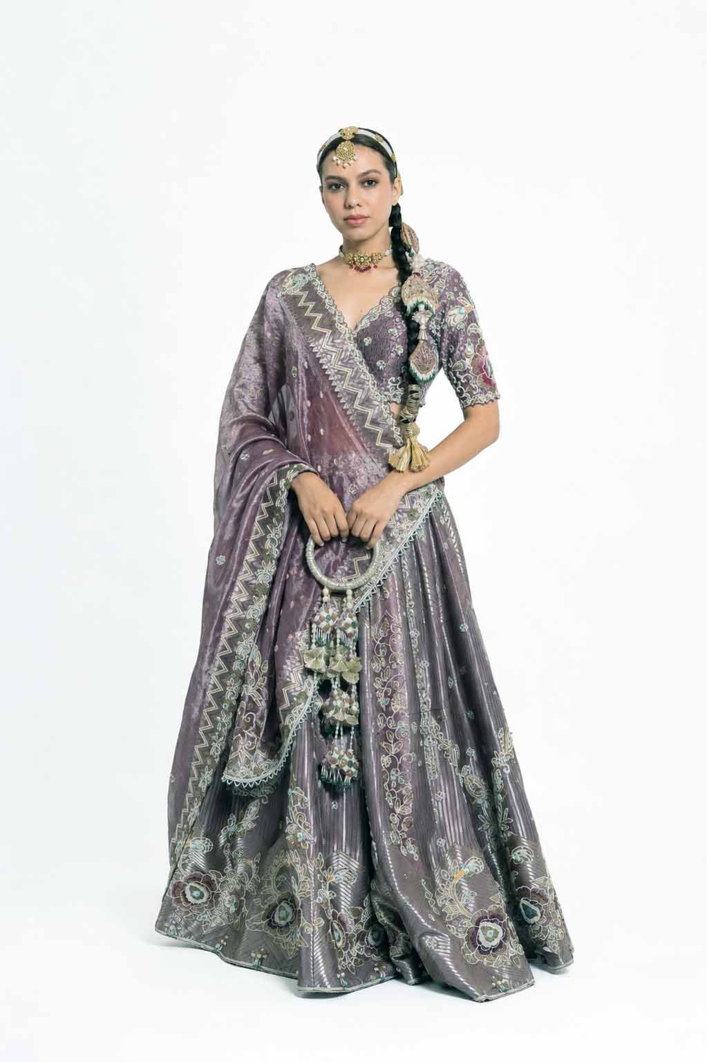 The Baqsa Mauve Turq Lehenga