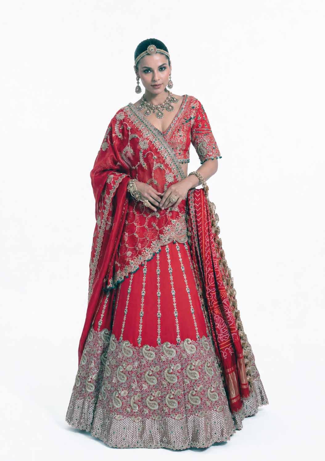 The Baqsa Red Baraat Lehenga