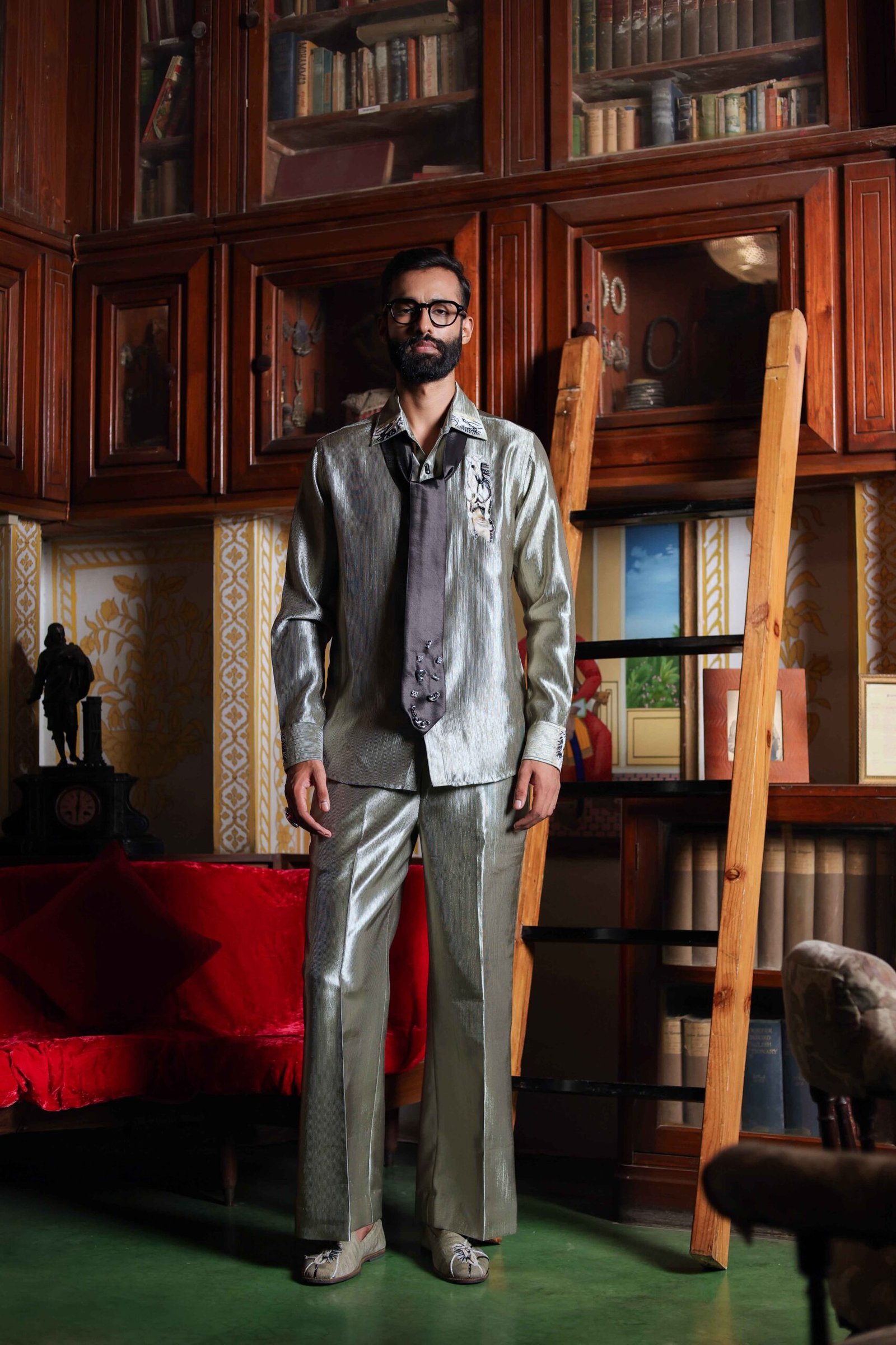 The ribbed metallic polo set
