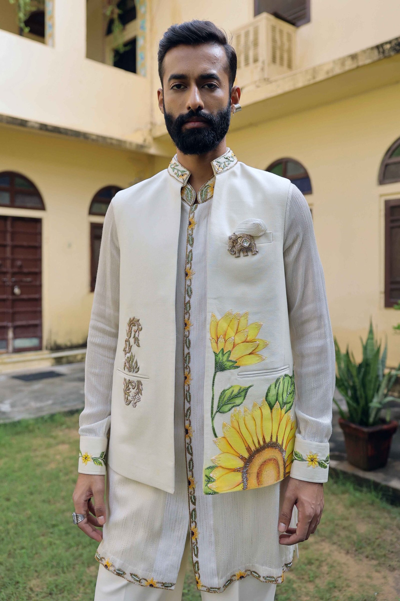 The ivory sunflower bandhgala - Image 6