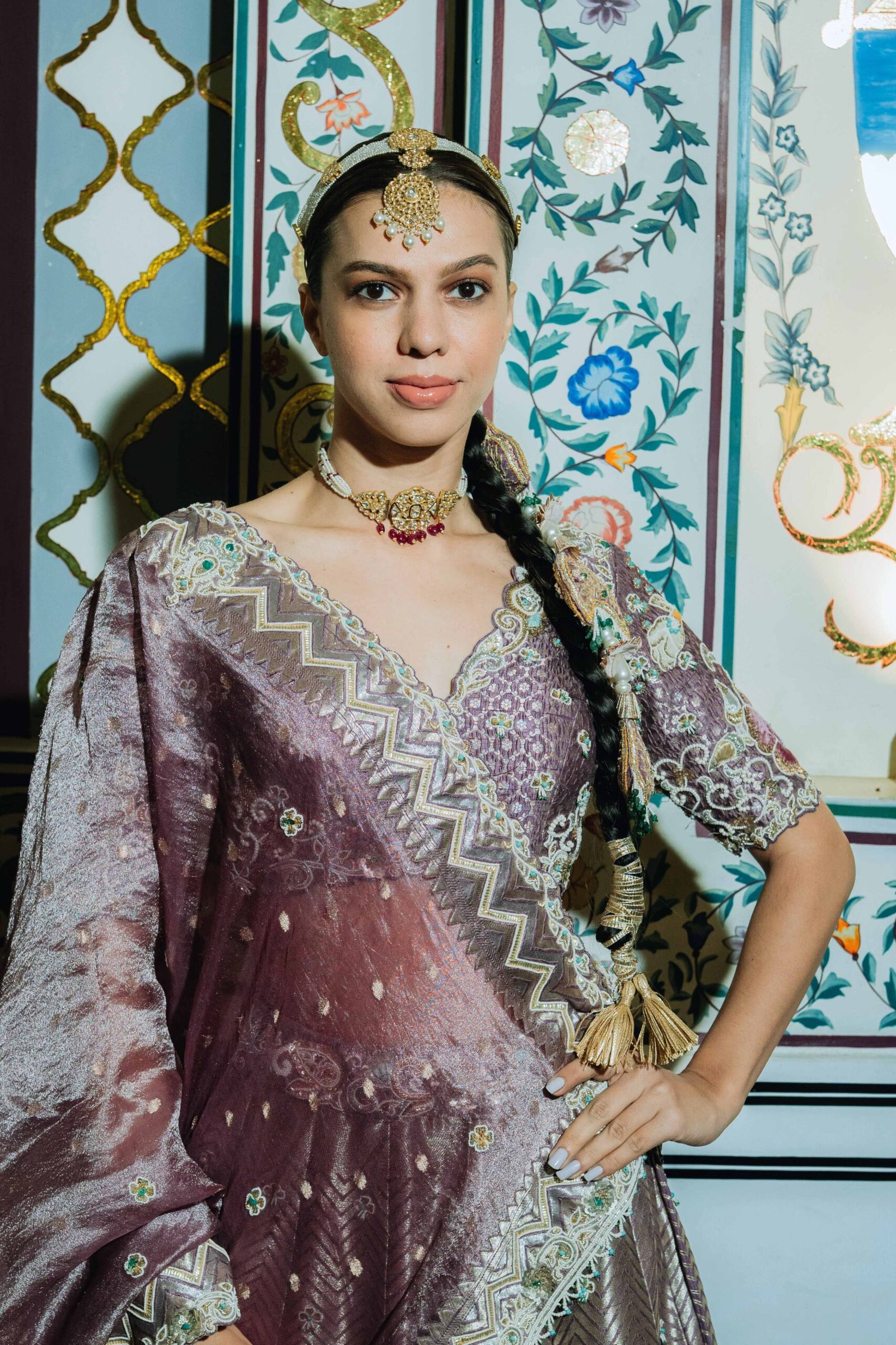 The Baqsa Mauve Turq Lehenga - Image 3